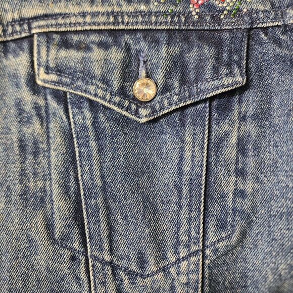 Christine Alexander Denim Jacket Women L Blue Vintage Western Rhinestone Bling - Picture 16 of 16